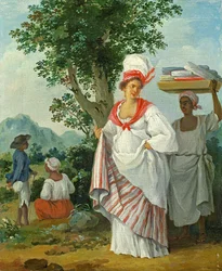 Vestindisk kreolsk kvinne med sin svarte tjener, ca. 1780